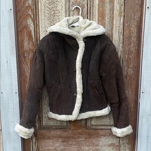 Vintage leather coat with soft fuzzy lining size small